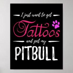 Pitbull Hondenliefhebber Tattoo Shirt Funny Dog Mo Poster