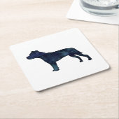 Pitbull Hondenras Silhouette Black Waterverf Kartonnen Onderzetters (Schuin)