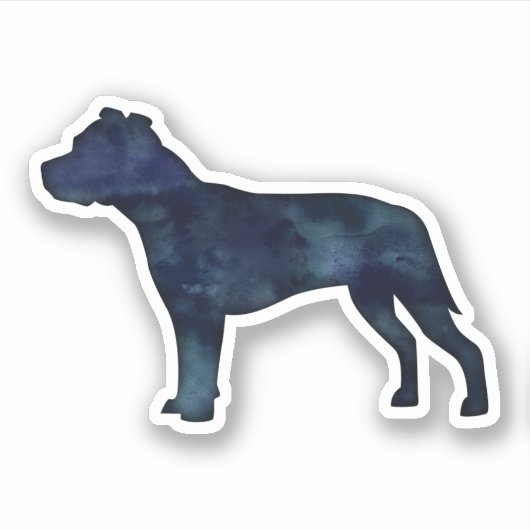 Pitbull Hondenras Silhouette Black Waterverf Sticker (Voorkant)