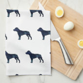 Pitbull Hondenras Silhouette Black Waterverf Theedoek (Quarter Fold)