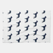 Pitbull Hondenras Silhouette Black Waterverf Theedoek (Horizontaal)