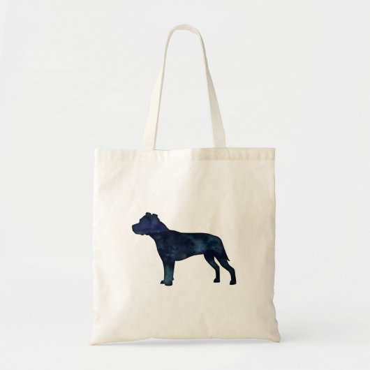 Pitbull Hondenras Silhouette Black Waterverf Tote Bag (Voorkant)