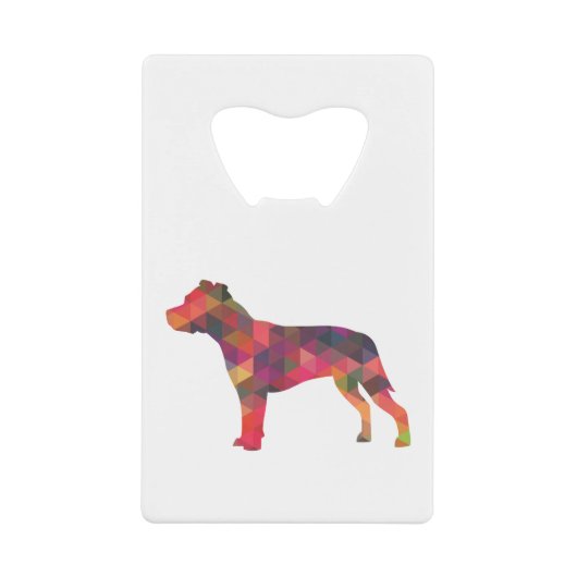 Pitbull Hondenras Silhouette Geometric Multi Creditkaart Flessenopener (Voorkant)