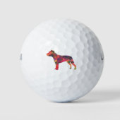Pitbull Hondenras Silhouette Geometric Multi Golfballen (Voorkant)