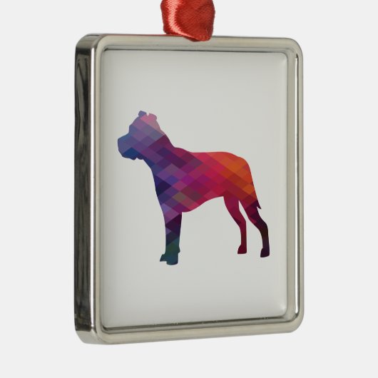 Pitbull Hondenras Silhouette Geometric Paars Metalen Ornament (Rechts)
