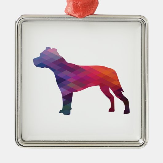 Pitbull Hondenras Silhouette Geometric Paars Metalen Ornament (Voorkant)