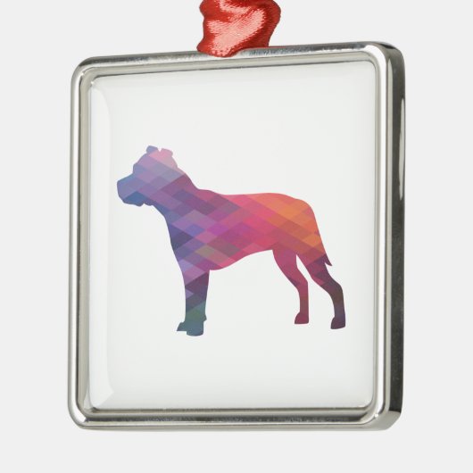 Pitbull Hondenras Silhouette Geometric Paars Metalen Ornament (Links)