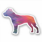 Pitbull Hondenras Silhouette Geometric Paars Sticker (Voorkant)