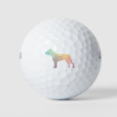 Pitbull Hondenras Silhouette Geometric Pastel Golfballen (Voorkant)