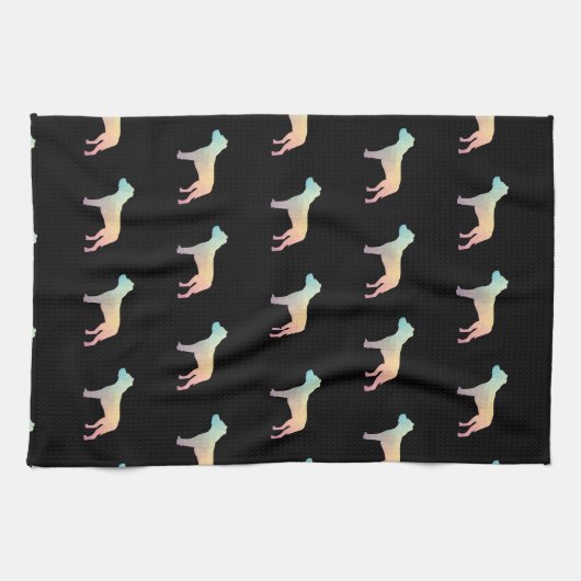 Pitbull Hondenras Silhouette Geometric Pastel Theedoek (Horizontaal)