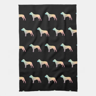 Pitbull Hondenras Silhouette Geometric Pastel Theedoek