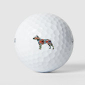 Pitbull Hondenras Silhouette Geometric Pset Golfballen (Voorkant)