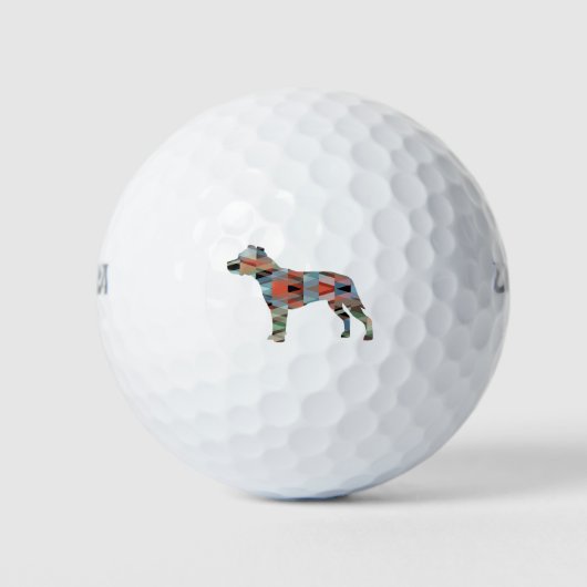 Pitbull Hondenras Silhouette Geometric Pset Golfballen (Voorkant)