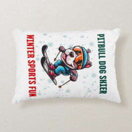 Pitbull hondenskiër wintersportplezier accent kussen
