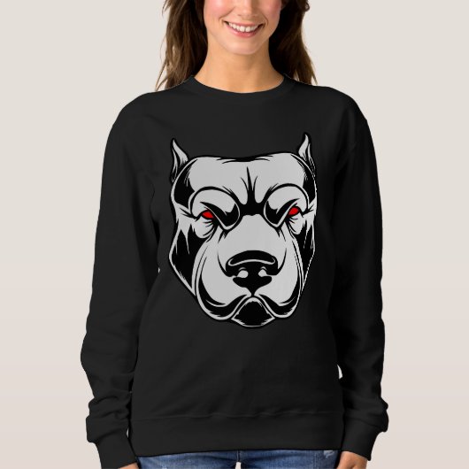 Pitbull hoofd met rode ogen Sinaasappels Trui (Voorkant)