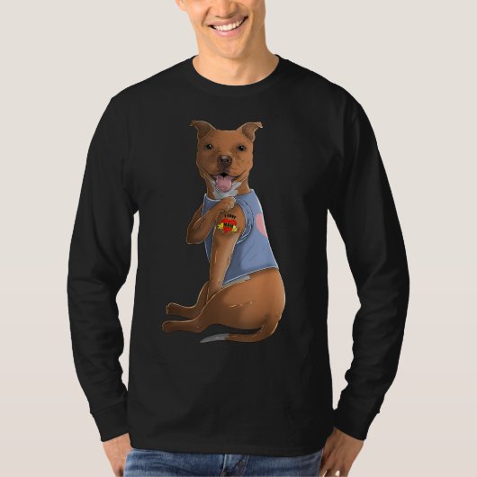 Pitbull I hou van mam Tattoo Dog Funny Moederdag G T-shirt (Voorkant)
