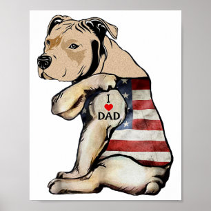 Pitbull I houdt van pap Tattoo vaderdag Poster