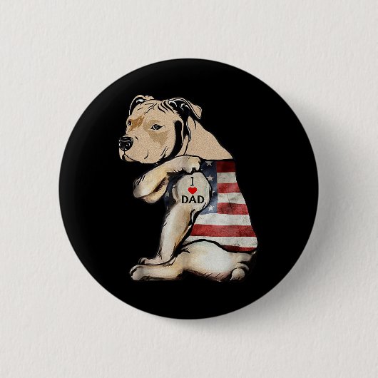 Pitbull I houdt van pap Tattoo vaderdag Ronde Button 5,7 Cm (Voorkant)
