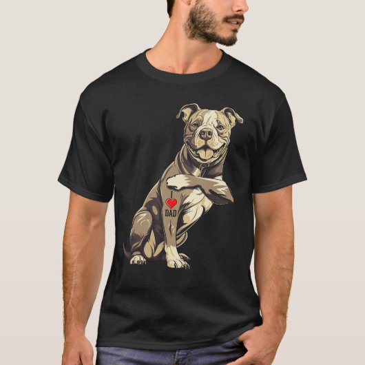 Pitbull I Love Dad Pit Bullerrier Pettie Dog Owner T-shirt (Voorkant)