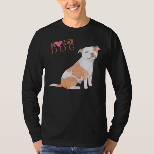 Pitbull Ik hou van mijn hond T-shirt (Voorkant)