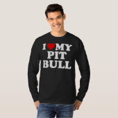 Pitbull ik hou van mijn pitbull met hart t-shirt (Voorkant volledig)