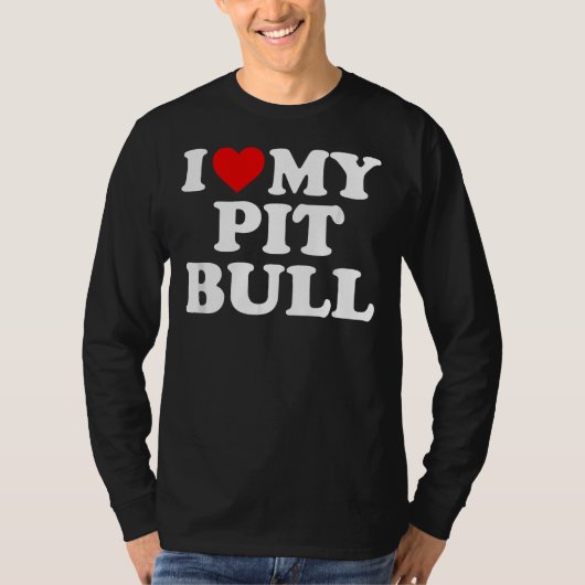 Pitbull ik hou van mijn pitbull met hart t-shirt (Voorkant)