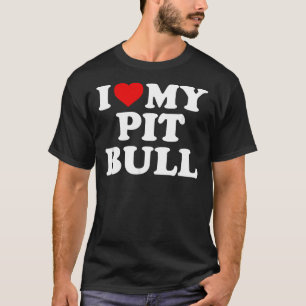 Pitbull ik hou van mijn pitbull met hart t-shirt