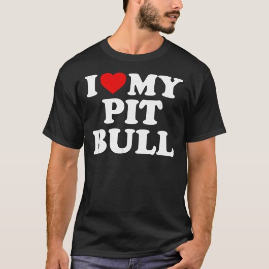 Pitbull ik hou van mijn pitbull met hart t-shirt (Voorkant)