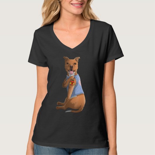 Pitbull Ik hou van Moeder Tattoo Hond Shirt Grappi (Voorkant)