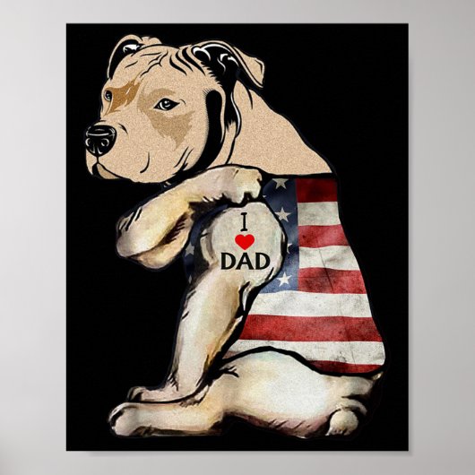 Pitbull Ik hou van vader tatoeage Vaderdag Poster (Voorkant)