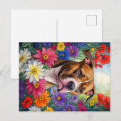 Pitbull in de bloementuin briefkaart (Voorkant / Achterkant)