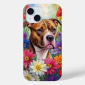 Pitbull in de bloementuin Case-Mate iPhone case (Achterkant)