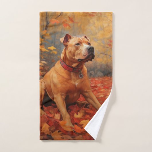 Pitbull in de herfst laat Herfst inspireren Bad Handdoek (Handdoek)