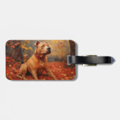 Pitbull in de herfst laat Herfst inspireren Bagagelabel (Achterkant horizontaal)