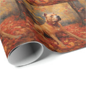Pitbull in de herfst laat Herfst inspireren Cadeaupapier (Rol Hoek)