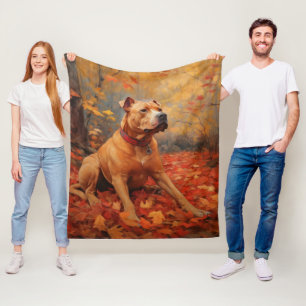 Pitbull in de herfst laat Herfst inspireren Fleece Deken