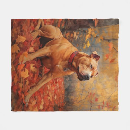 Pitbull in de herfst laat Herfst inspireren Fleece Deken (Voorkant (Horizontaal))