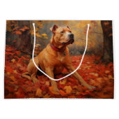 Pitbull in de herfst laat Herfst inspireren Groot Cadeauzakje (Voorkant)