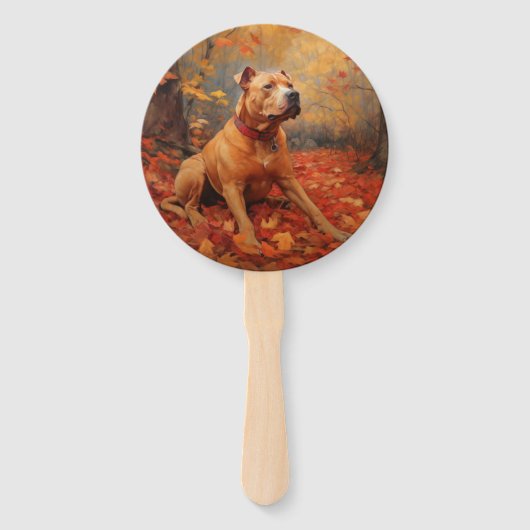 Pitbull in de herfst laat Herfst inspireren Handwaaier (Voorkant)