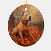 Pitbull in de herfst laat Herfst inspireren Keramisch Ornament (Links)