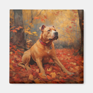 Pitbull in de herfst laat Herfst inspireren Magneet