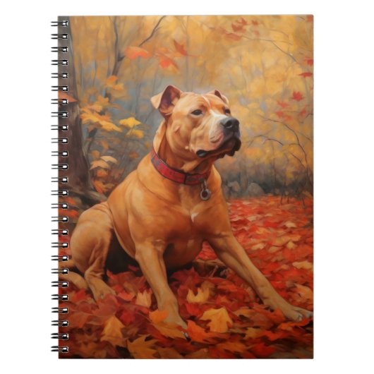 Pitbull in de herfst laat Herfst inspireren Notitieboek (Voorkant)