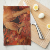 Pitbull in de herfst laat Herfst inspireren Theedoek (Quarter Fold)