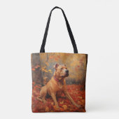 Pitbull in de herfst laat Herfst inspireren Tote Bag (Achterkant)