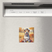 Pitbull in herfstbladeren Thanksgiving kunst Magneet (Insitu (Vaatwasser))