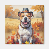 Pitbull in herfstbladeren Thanksgiving kunst Magneet (Voorkant)