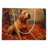 Pitbull in Herfstbladeren Val Inspireert Groot Cadeauzakje (Achterkant)