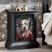 Pitbull in Red Kimono - Decoupage - Tissuepapier