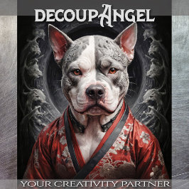 Pitbull in Red Kimono - Decoupage - Tissuepapier