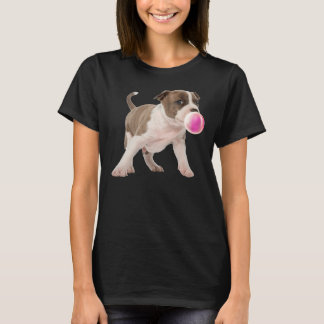 Pitbull kauwt kauwgom Bubble Dogs Puppies T-shirt